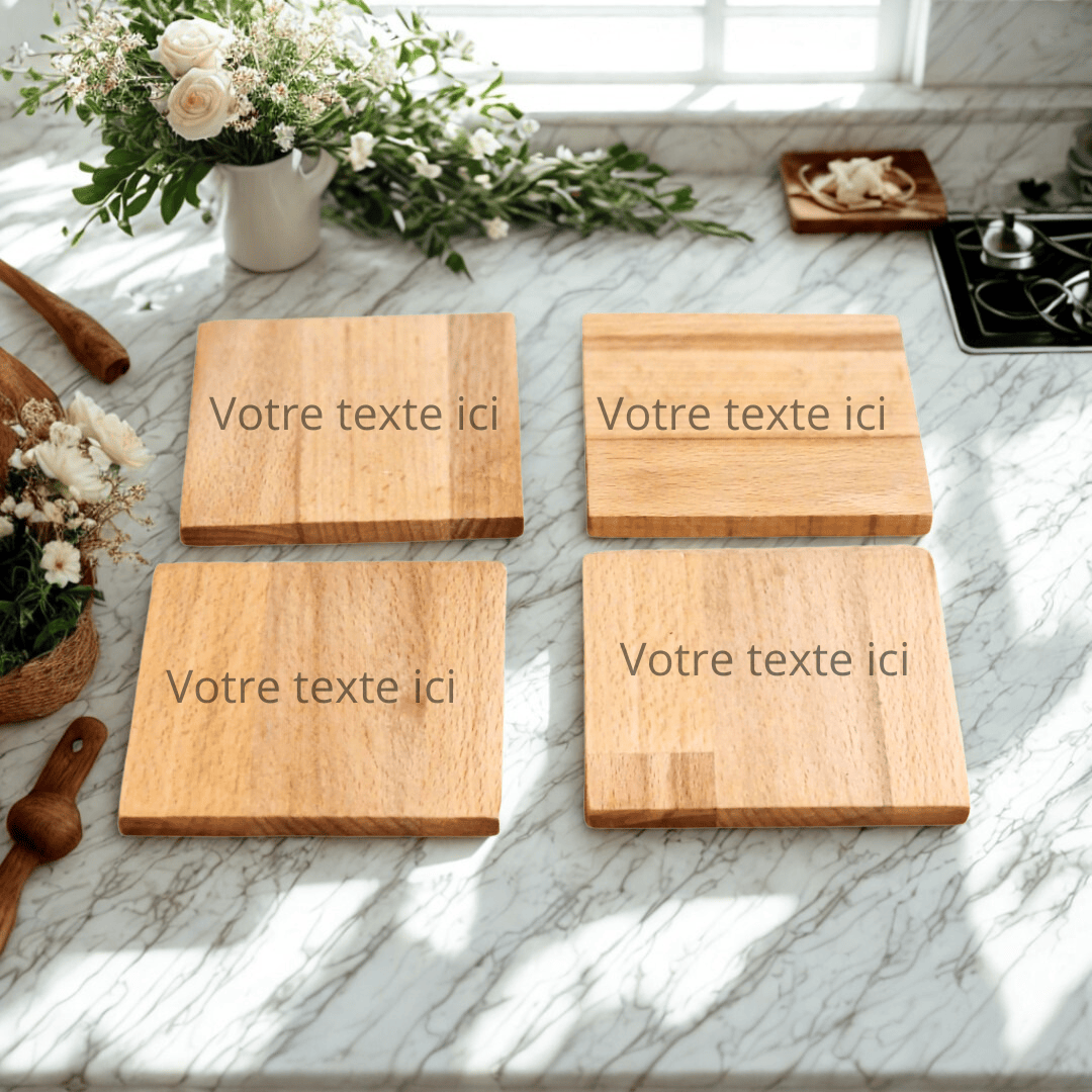Teckou Dessous de Verre personnalisé - Hêtre