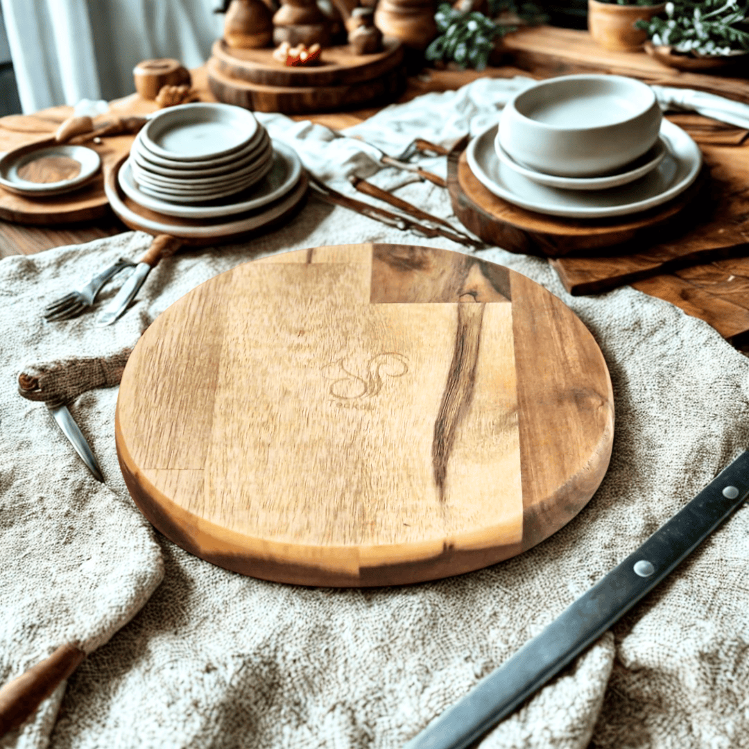 Teckou  Dessous de plat rond Acacia