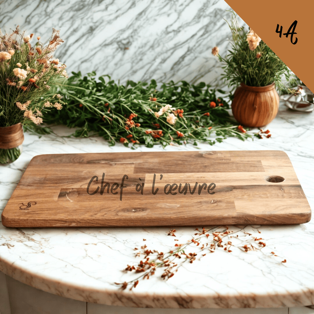 Teckou Planche à découper grand chef personnalisée - Chêne